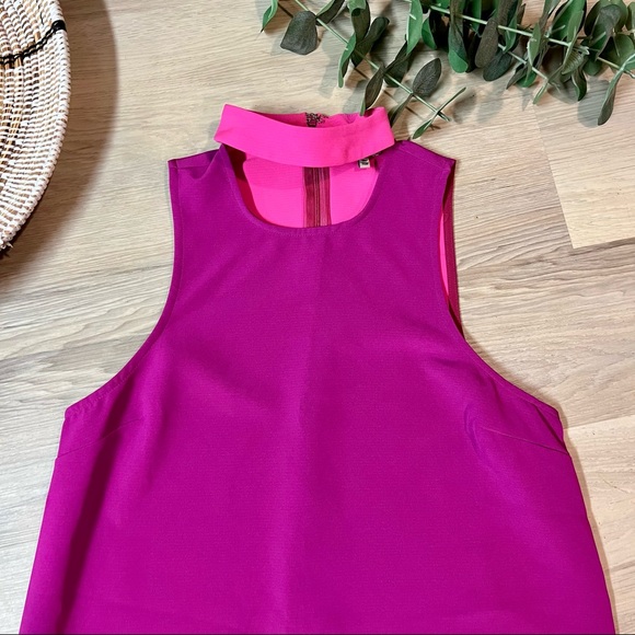 Tobi Fuchsia high choker neck shift dress size XS - Picture 2 of 7